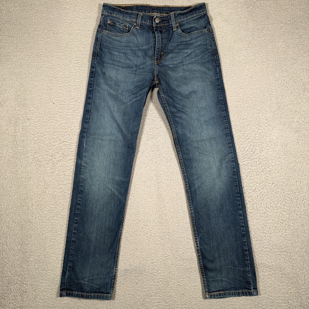 Levis Jeans Mens 29x30 Blue 502 Slim Taper Denim 5 Pocket Casual Preppy Logo